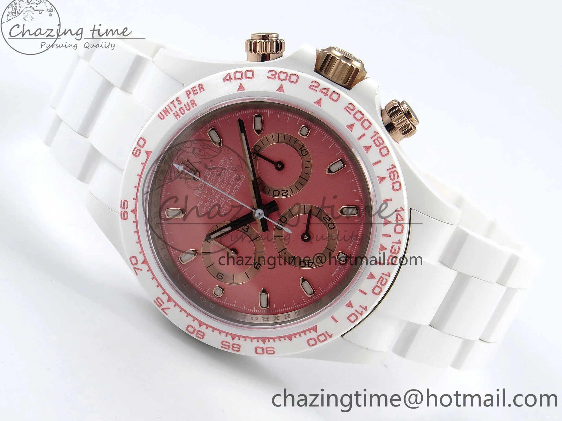 MiroTime 1231 TopPick Daytona AET White Solid Ceramic Case and Bracelet Pink Dial ZF 1:1 Best Edition SH 1650